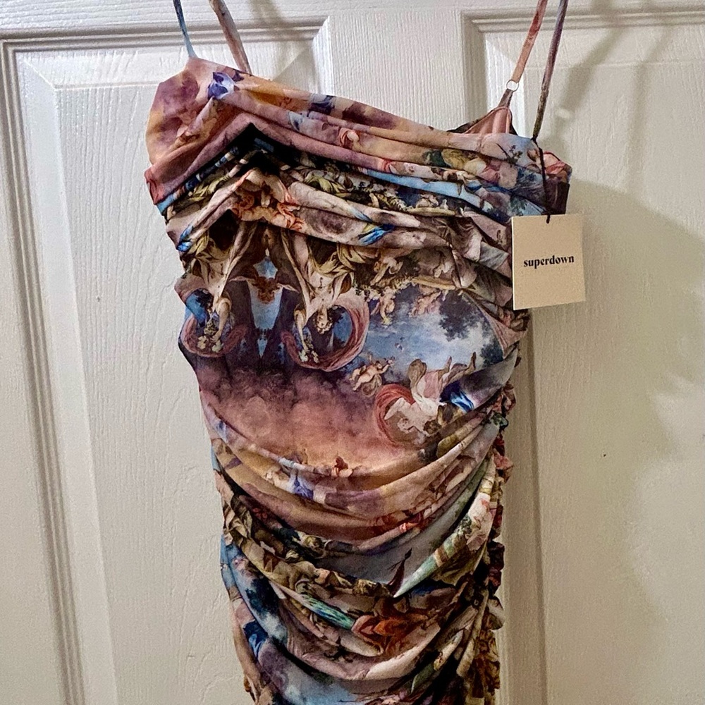 NWT Superdown Multicolor Ruched Dress XS